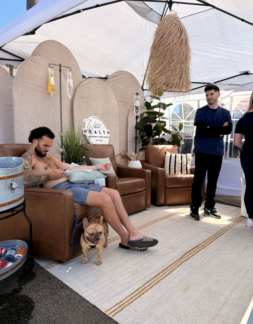 Lounge set-up · Huntington Beach — WholeHealth Hydration event IV therapy