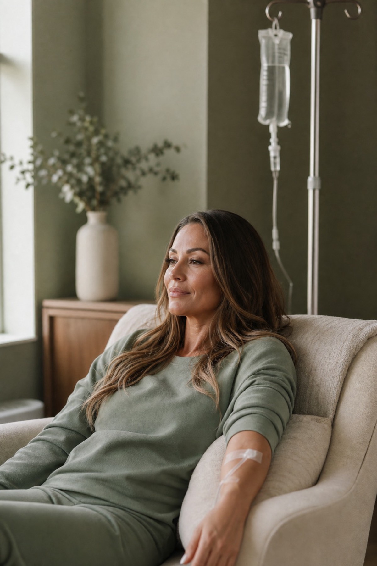 Registered Nurse setting up an in-home IV drip